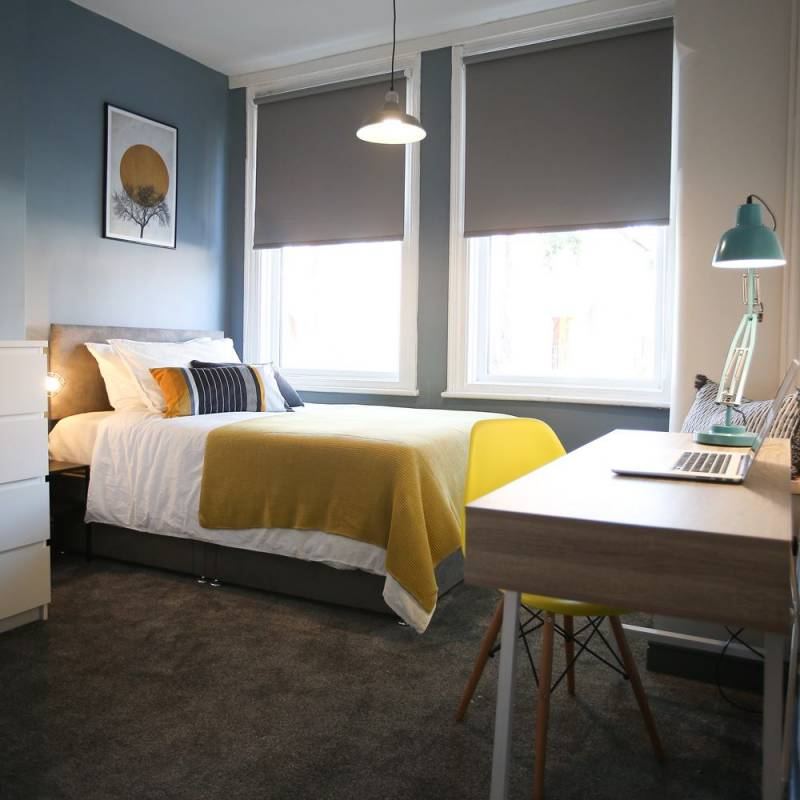 HMO bedroom in Manchester refurbished to licensing standard